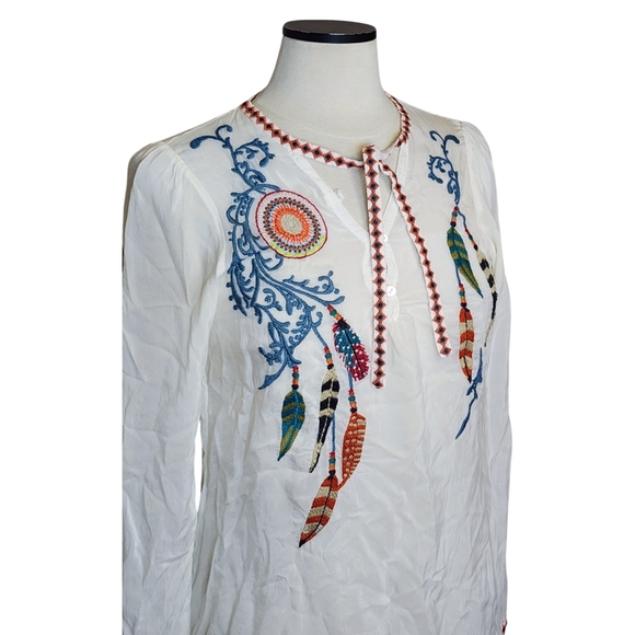 Johnny Was Feather Embroidered Blouse - Picture 3 of 6